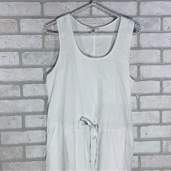 Eileen Fisher White Organic Cotton Drawstring Sleeveless Dress Size S - Picture 5 of 11